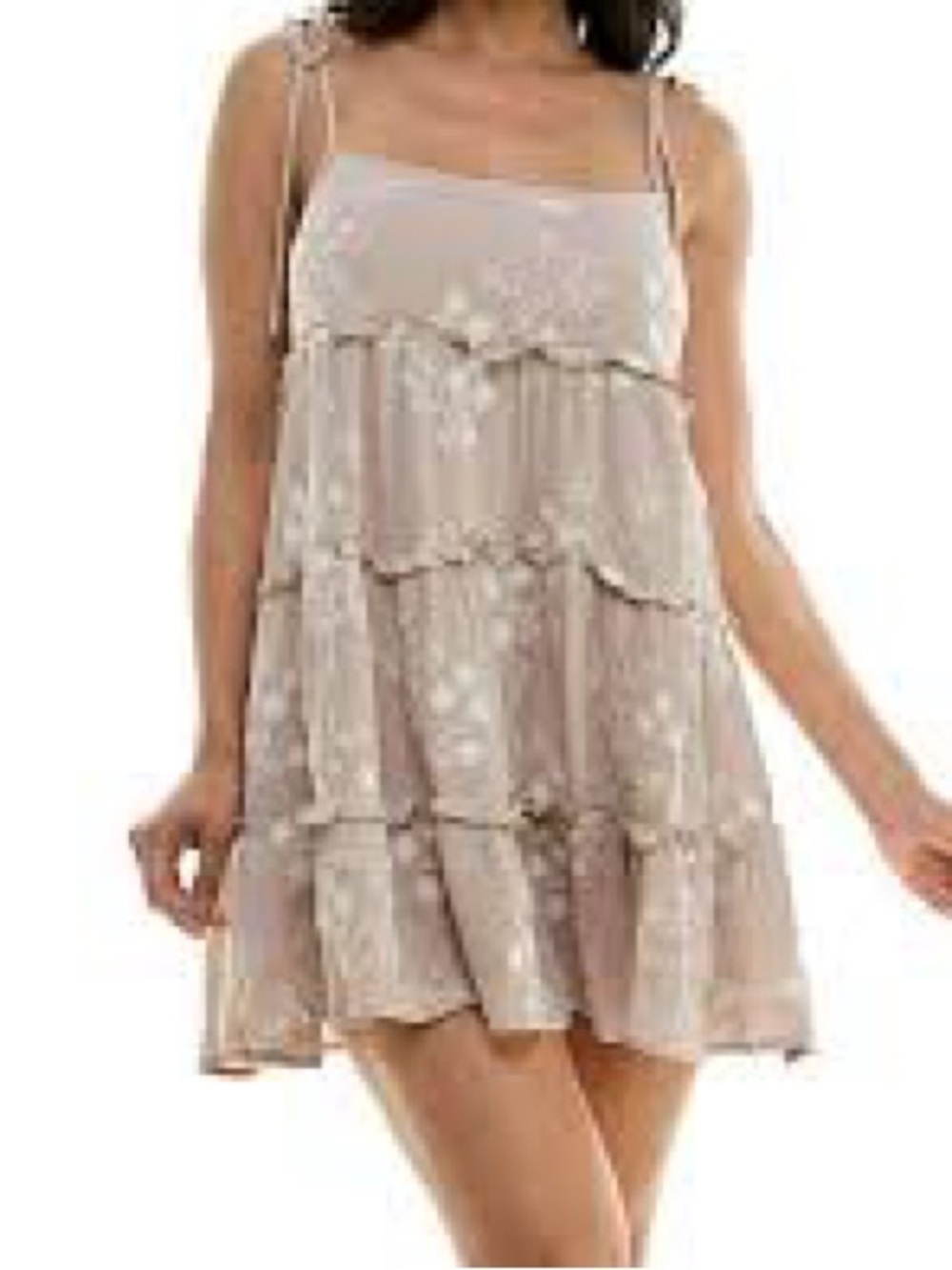Speechless Floral Sleeveless Shift Mini Dress in beige Large
